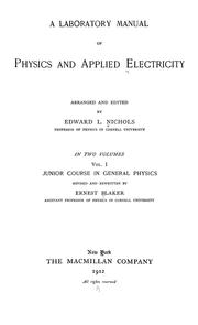 Cover of A laboratory manual of physics and applied electricity by Edward Leamington Nichols