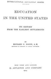 Cover of Education in the United States by Richard Gause Boone