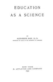 Front cover of Education as a science by Alexander Bain
