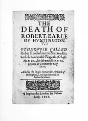 Cover of The death of Robert, earl of Huntington by Anthony Munday