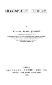 Front cover of Shakespeare's euphuism by William Lowes Rushton