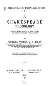 Front cover of Shakespeare's pronunciation by Wilhelm Viëtor