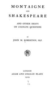 Front cover of Montaigne and Shakespeare by John Mackinnon Robertson
