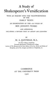 Cover of A study of Shakespeare's versification by M. A. Bayfield