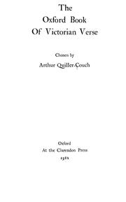 Front cover of Oxford Book of Victorian Verse by Arthur Quiller-Couch