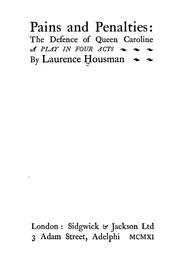 Cover of Pains and penalties by Laurence Housman