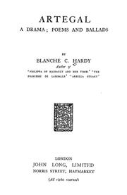 Front cover of Artegal, a drama by Blanche Christabel Hardy