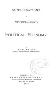 Cover of Conversations on the principal subjects of political economy by Elder, William