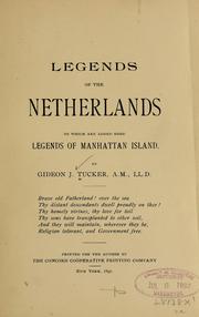 Cover of Legends of the Netherlands, to which are added some legends of Manhattan island by Gideon J. Tucker
