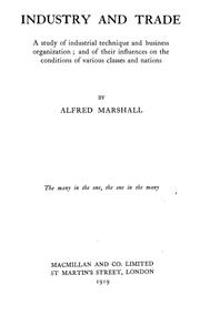 Front cover of Industry and trade by Alfred Marshall