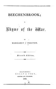 Front cover of Beechenbrook by Margaret Junkin Preston