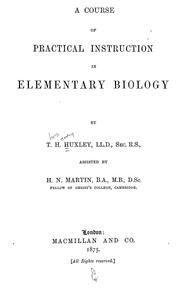 Front cover of A course of practical instruction in elementary biology by Unknown