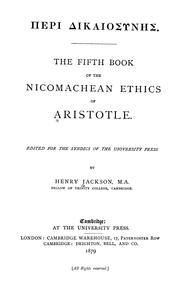 Front cover of The fifth book of the Nicomachean ethics of Aristotle by Aristotle