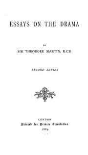 Cover of Essays on the drama by Martin, Theodore Sir