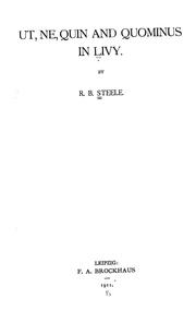 Front cover of Ut, ne quin and quominus in Livy by R. B. Steele