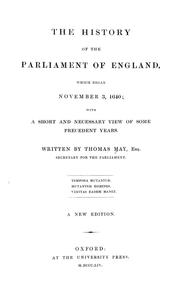 Front cover of The history of the Parliament of England by Thomas May