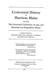 Front cover of Centennial history of Harrison, Maine by Alphonso Moulton