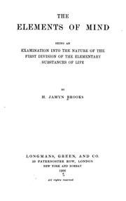 Cover of The elements of mind by Henry Jamyn Brooks
