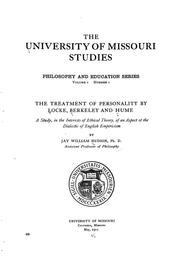 Front cover of The treatment of personality by Locke, Berkeley and Hume by Hudson, Jay William