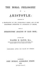 Front cover of The moral philosophy of Aristotle by Aristotle