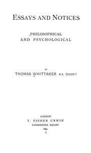 Cover of Essays and notices by Thomas Whittaker