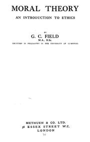 Front cover of Moral theory by G. C. Field