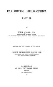 Cover of Exploratio philosophica ... by Grote, John
