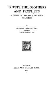 Front cover of Priests, philosophers and prophets by Thomas Whittaker