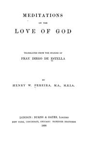 Cover of Meditations on the love of God by Diego de Estella