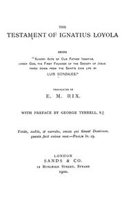 Cover of The testament of Ignatius Loyola by Saint Ignatius of Loyola