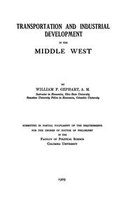 Front cover of Transportation and industrial development in the Middle West by William F. Gephart