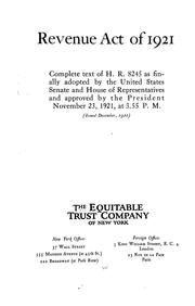 Front cover of Revenue act of 1921 by United States