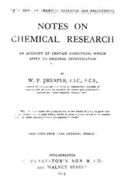 Cover of Notes on chemical research by W. P. Dreaper