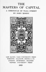 Front cover of The masters of capital by John Moody