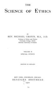 Front cover of The science of ethics by Cronin, Michael