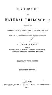 Cover of Conversations on natural philosophy by Jane Haldimand Marcet