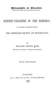 Front cover of Science-teaching in the schools by William North Rice