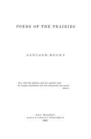 Front cover of Poems of the prairies by Leonard Brown
