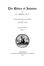 Front cover of The ethics of Judaism by Lazarus, Moritz