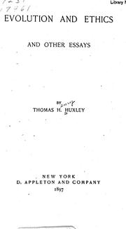 Front cover of Evolution and ethics and other essays by Thomas Henry Huxley