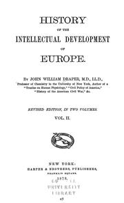 Front cover of History of the intellectual development of Europe by John William Draper