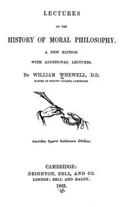 Front cover of Lectures on the history of moral philosophy by William Whewell