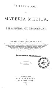 Front cover of A text-book of materia medica, therapeutics, and pharmacology by George F. Butler