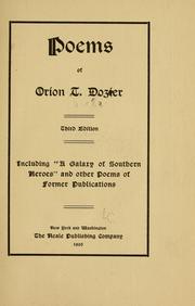 Front cover of Poems of Orion T. Dozier by Orion Theophilus Dozier