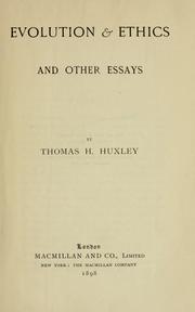 Front cover of Evolution and ethics, and other essays by Thomas Henry Huxley