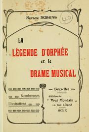 Front cover of La légende d'Orphée et le drame musical by Arthur Hubens