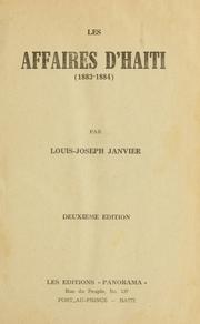 Front cover of Les affaires d'Haiti (1883-1884) by Louis Joseph Janvier
