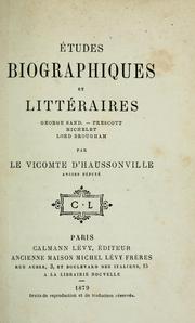 Front cover of Études biographiques et littéraires by Haussonville comte d'