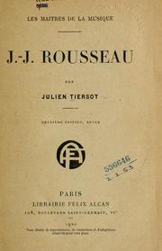 Front cover of J.-J. Rousseau by Julien Tiersot