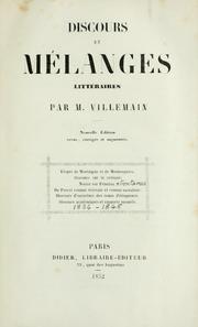 Cover of Discours et mélanges littéraires by Abel-François Villemain